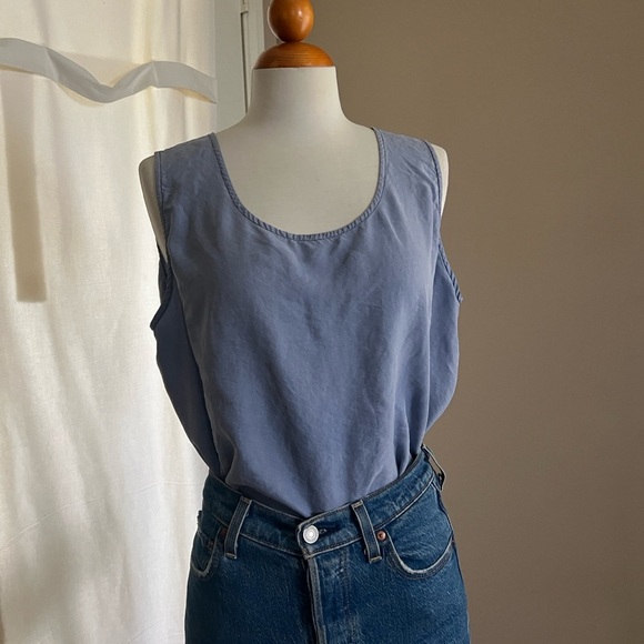 Vintage Diane Gilman 100% Silk Indigo Blue Blouse - Picture 1 of 7